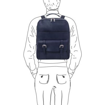 Tuscany Leather Nagoya Laptop Backpack Dark Blue #8