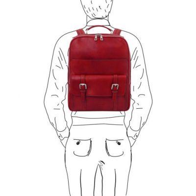 Tuscany Leather Nagoya Laptop Backpack Red #8