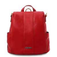 Tuscany Leather TL Bag Soft Leather Backpack Lipstick Red