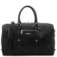 Tuscany Leather Voyager Leather Travel Bag With Front Pocket Black