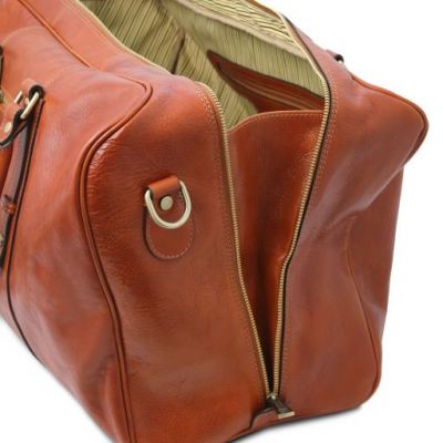 Tuscany Leather Voyager Leather Travel Bag With Front Pocket Honey #6