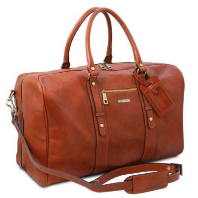 Tuscany Leather Voyager Leather Travel Bag With Front Pocket Honey #3
