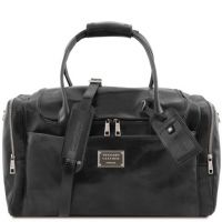 Tuscany Leather Voyager Travel Leather Bag With Side Pockets Black