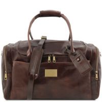 Tuscany Leather Voyager Travel Leather Bag With Side Pockets Dark Brown