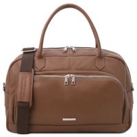Tuscany Leather Voyager Travel Soft Leather Duffle Bag Dark Taupe
