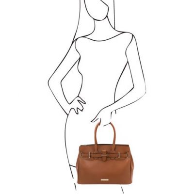 Tuscany Leather TL Bag Leather Handbag Cognac #7