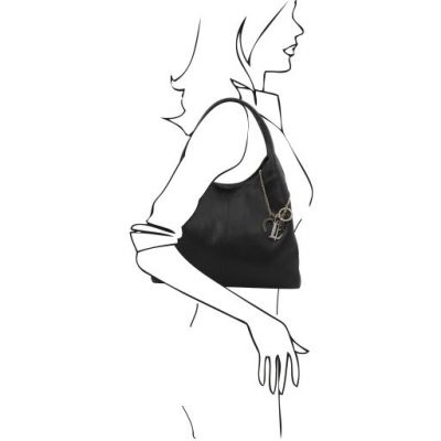Tuscany Leather Slouch Shoulder Bag Black #6
