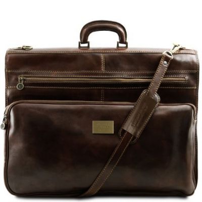 Tuscany Leather Papeete Garment Leather Bag Dark Brown