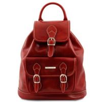 Tuscany Leather Singapore Leather Backpack Red