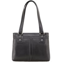 Visconti Leather Clara Zip Top Shoulder Bag Black