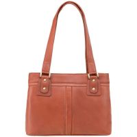 Visconti Leather Clara Zip Top Shoulder Bag Brown