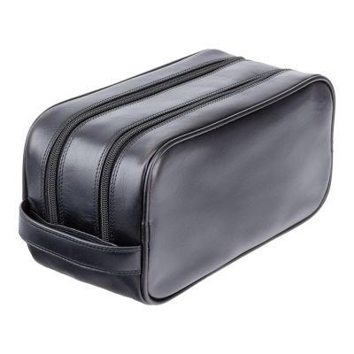 Visconti Leather Naples Wash Bag/Dopp Bag Italian Black #2