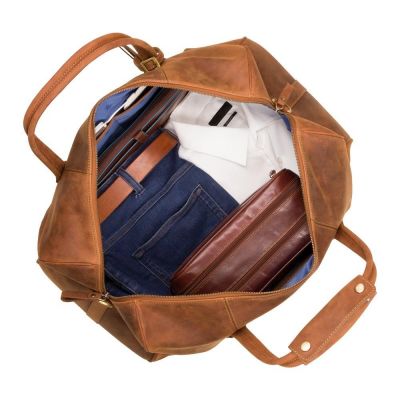 Visconti Leather Explorer Weekend Bag / Holdall Havana Tan #6