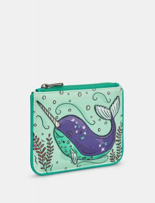 Yoshi Narwhal Zip Top Leather Purse Green #3