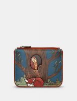 Yoshi Woodland Friends Zip Top Leather Purse Brown