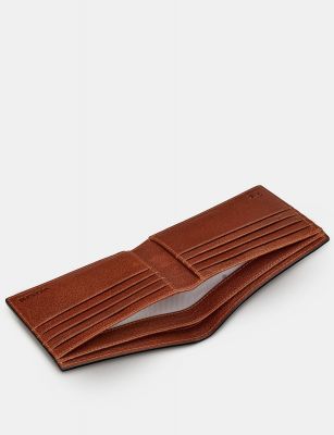 Yoshi Two Fold East West Leather Wallet Brown #4