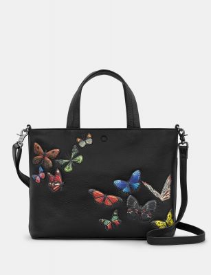 Yoshi Amongst Butterflies Leather Multiway Grab Bag Black #1