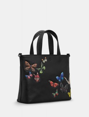 Yoshi Amongst Butterflies Leather Multiway Grab Bag Black #2