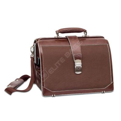 Elite Bags Brown Briefcase for the Doctor of Today - Polyamide + Leather - Brown