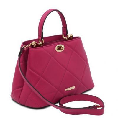 Tuscany Leather soft quilted leather handbag in Pink #2