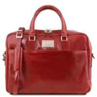 Tuscany Leather Urbino Red Leather Laptop Briefcase